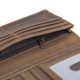 Vintage Crazy horse Cow Leather Wallets Men Long Wallet