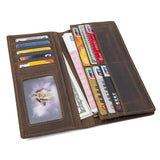 Vintage Crazy horse Cow Leather Wallets Men Long Wallet