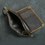 Vintage Crazy Horse Leather Wallets Men Engrave Long Wallet