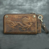 Vintage Crazy Horse Leather Wallets Men Engrave Long Wallet