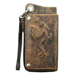 Vintage Crazy Horse Leather Wallets Men Engrave Long Wallet