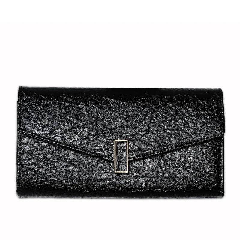 Long Women's Leather Wallet Clutch Solid Purse Genuine Leather