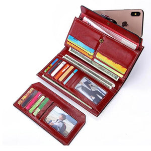 Rfid Long Women Wallets Retro Zipper Ladies Hand Bags Purses