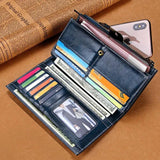 Rfid Long Women Wallets Retro Zipper Ladies Hand Bags Purses