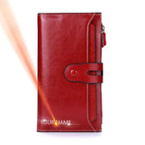 Rfid Long Women Wallets Retro Zipper Ladies Hand Bags Purses