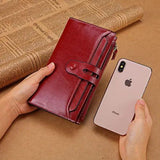 Rfid Long Women Wallets Retro Zipper Ladies Hand Bags Purses