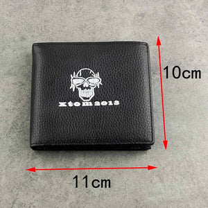 Skull Bifold Zipper Leather Wallet for Men Boys