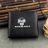 Skull Bifold Zipper Leather Wallet for Men Boys