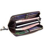 Embossed Vintage Leather Wallet Ladies Clutch Bag Zipper Bag