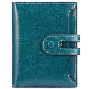 Women Wallet Leather Retro Oil Wax Cowhide Girls Wallet Short Zipper