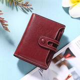 Women Wallet Leather Retro Oil Wax Cowhide Girls Wallet Short Zipper