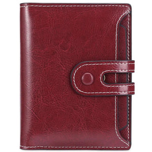 Women Wallet Leather Retro Oil Wax Cowhide Girls Wallet Short Zipper