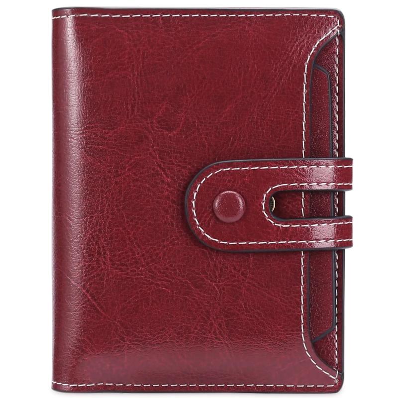 Women Wallet Leather Retro Oil Wax Cowhide Girls Wallet Short Zipper