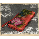 Floral Painting Leather Women's Wallet Large Capacity Clutch Cowhide Wallet