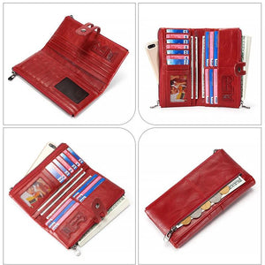 Women's RFID Leather Clutch Wallet for Phone/Cards