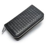 Leather Weave Clutch Long Wallet Multifunctional Money Bag