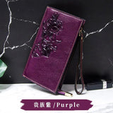 Clutch Bag Oil-proof Wax Cowhide Handbag Female Coin Wallet Cow Print Wallet