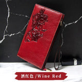 Clutch Bag Oil-proof Wax Cowhide Handbag Female Coin Wallet Cow Print Wallet