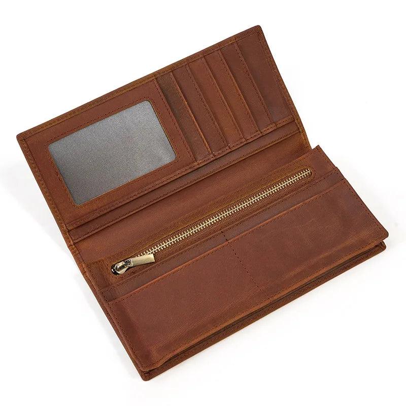 Vintage Crazy horse Leather Wallet for men, genuine cow Leather clutch bag