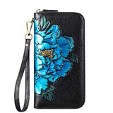 MS013 Arrival Women's Wallet Zipper Purse Peony Flower Leather Carteira