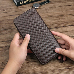 Men Women Wallets Leather Top Cow Leather Short money clip Woven Wallet