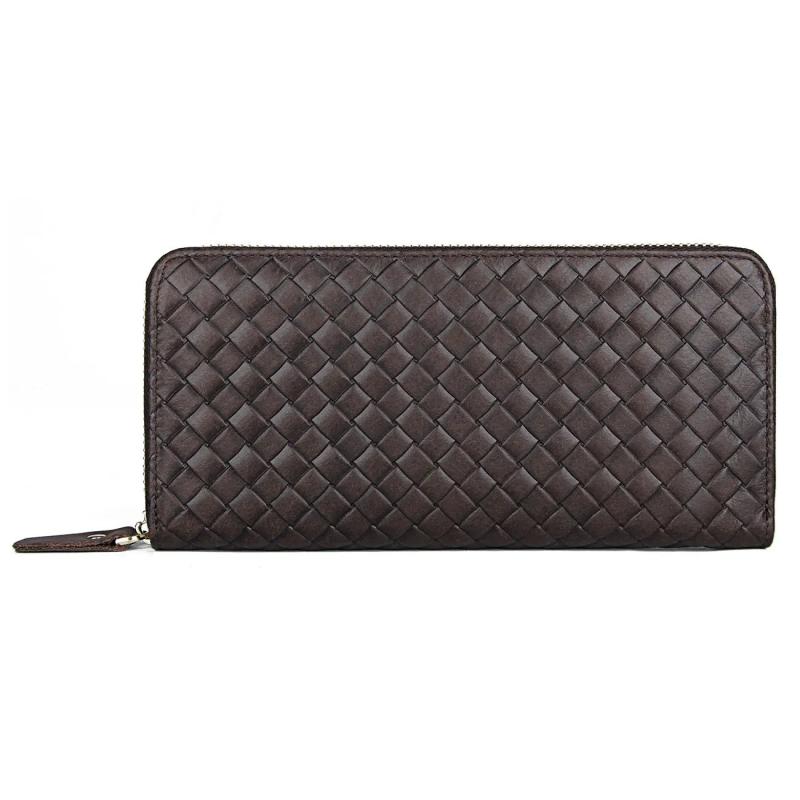 Men Women Wallets Leather Top Cow Leather Short money clip Woven Wallet
