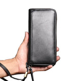 Men Leather Clutch Bag Large Capacity Male Wallets Cell Phone Pocket