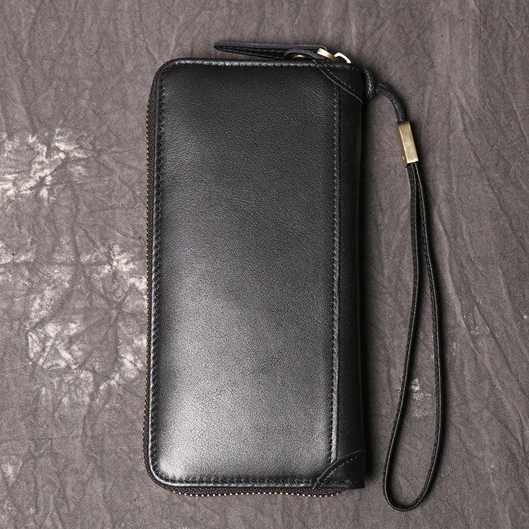 Men Leather Clutch Bag Large Capacity Male Wallets Cell Phone Pocket