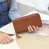Vintage Women's Leather Wallet Zipper Clutch Large Capacity