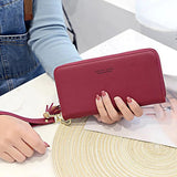 Vintage Women's Leather Wallet Zipper Clutch Large Capacity
