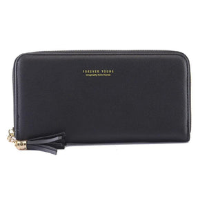 Vintage Women's Leather Wallet Zipper Clutch Large Capacity
