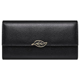 Lychee Pattern Leather Wallet for Women Long Leaf Wallet