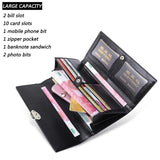 Lychee Pattern Leather Wallet for Women Long Leaf Wallet