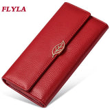 Lychee Pattern Leather Wallet for Women Long Leaf Wallet