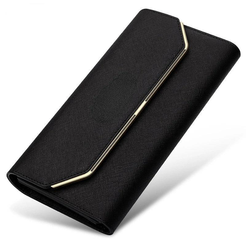 Women's Leather Long Wallet Thin Slim