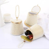 Mini Pearls Bucket Evening Bag Beading Wedding Bridal Clutch Purse