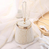 Mini Pearls Bucket Evening Bag Beading Wedding Bridal Clutch Purse