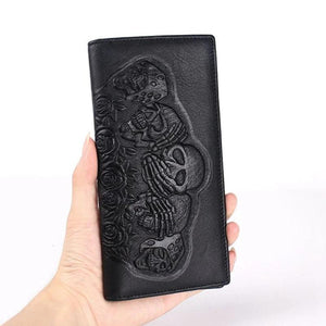 Punk Style Skull Wallet Gothic Cow Leather Women Men Wallet