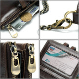 BISONDENIM Men's RFID Leather Wallet with Double Zipper Short Multi-card Slot