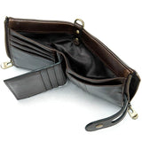 BISONDENIM Men's RFID Leather Wallet with Double Zipper Short Multi-card Slot