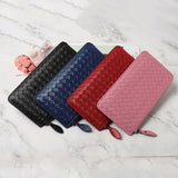 Woven Hand Wallet Women's Long Ultra-Thin Wallet Clutch 100% Sheepskin