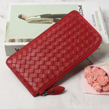 Woven Hand Wallet Women's Long Ultra-Thin Wallet Clutch 100% Sheepskin