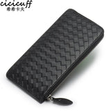 Woven Hand Wallet Women's Long Ultra-Thin Wallet Clutch 100% Sheepskin