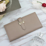 High Long Ladies Leather Clutch Purse in First Layer Cowhide