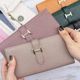 High Long Ladies Leather Clutch Purse in First Layer Cowhide