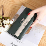 Long Style Women's Wallet Clutch Bag Tri-Fold Multi-Function Buckle