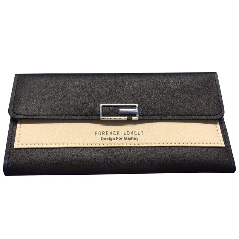 Long Style Women's Wallet Clutch Bag Tri-Fold Multi-Function Buckle