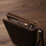 Vintage Crazy Horse Leather Men's Long Wallet