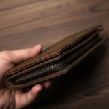 Vintage Crazy Horse Leather Men's Long Wallet