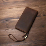 Vintage Crazy Horse Leather Men's Long Wallet